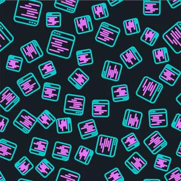 Line Software, web developer programming code icon isolated seamless pattern on Stock Illustration