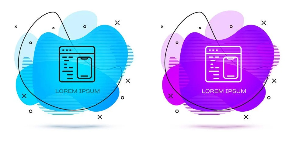 Line Software, web developer programming code icon isolated on white background Stock Illustration