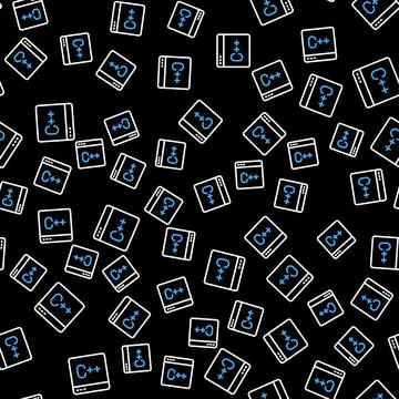 Line Software, web developer programming code icon isolated seamless pattern on Stock Illustration