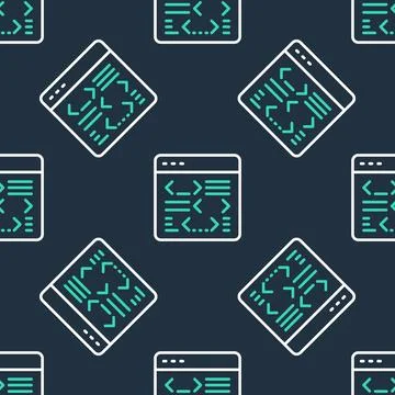 Line Software, web developer programming code icon isolated seamless patter.. Stock Illustration