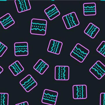 Line Soil ground layers icon isolated seamless pattern on black background Stock Illustration
