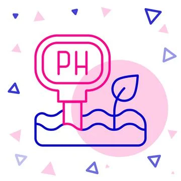Line Soil ph testing icon isolated on white background. PH earth test. Colorful Illustrazione stock