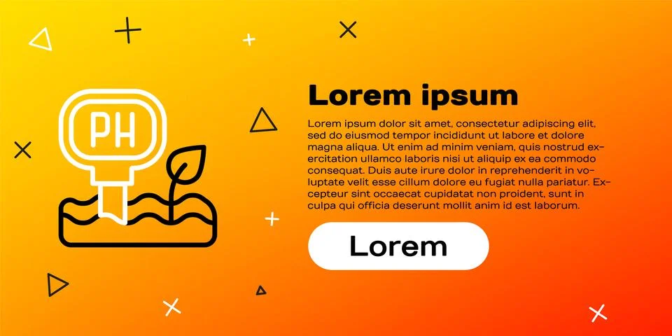 Line Soil ph testing icon isolated on yellow background. PH earth test. Colorful Illustrazione stock