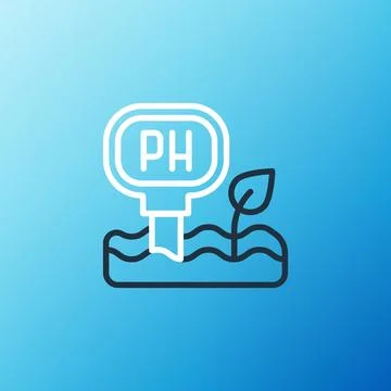 Line Soil ph testing icon isolated on blue background. PH earth test. Color.. Illustrazione stock