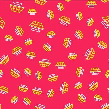 Line Solar energy panel icon isolated seamless pattern on red background. Vector 스톡 일러스트