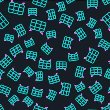 Line Solar energy panel icon isolated seamless pattern on black background 스톡 일러스트