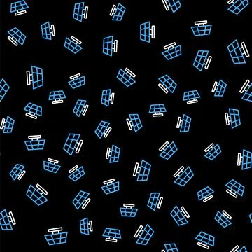 Line Solar energy panel icon isolated seamless pattern on black background 스톡 일러스트