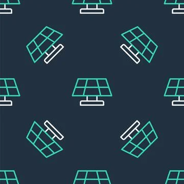 Line Solar energy panel icon isolated seamless pattern on black background 스톡 일러스트