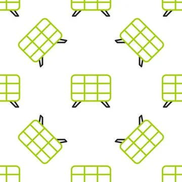 Line Solar energy panel icon isolated seamless pattern on white background. V Stock Illustration
