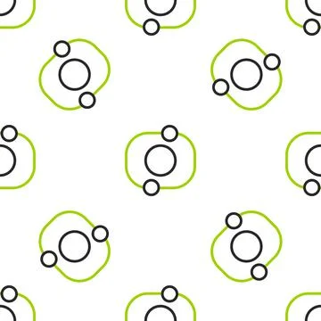 Line Solar system icon isolated seamless pattern on white background. The pla Stock Illustration