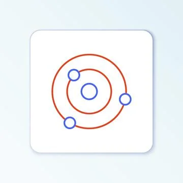 Line Solar system icon isolated on white background. The planets revolve ar.. Stock Illustration