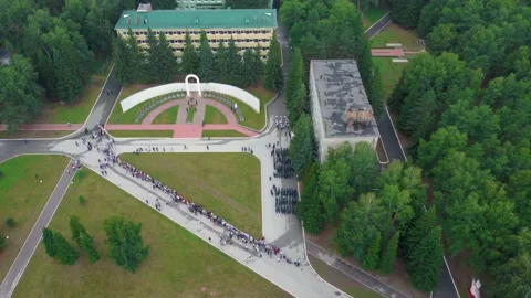 A line of soldiers marching on the parade ground. Military parade. Stock Footage 168051353