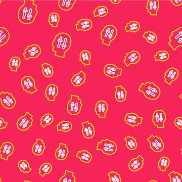 Line Solution to the problem in psychology icon isolated seamless pattern on red Stockillustratie