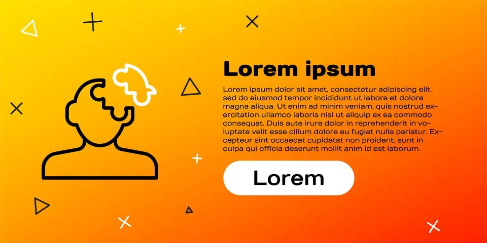 Line Solution to the problem in psychology icon isolated on yellow background Illustrazione stock