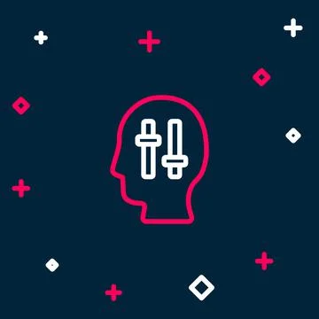 Line Solution to the problem in psychology icon isolated on blue background Illustrazione stock