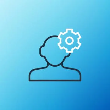 Line Solution to the problem in psychology icon isolated on blue background Illustrazione stock