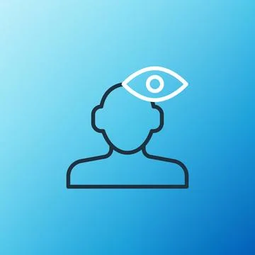 Line Solution to the problem in psychology icon isolated on blue background Illustrazione stock
