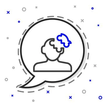 Line Solution to the problem in psychology icon isolated on white background Illustrazione stock