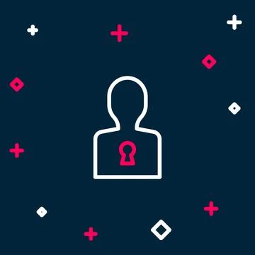 Line Solution to the problem in psychology icon isolated on blue background.. Stock Illustration