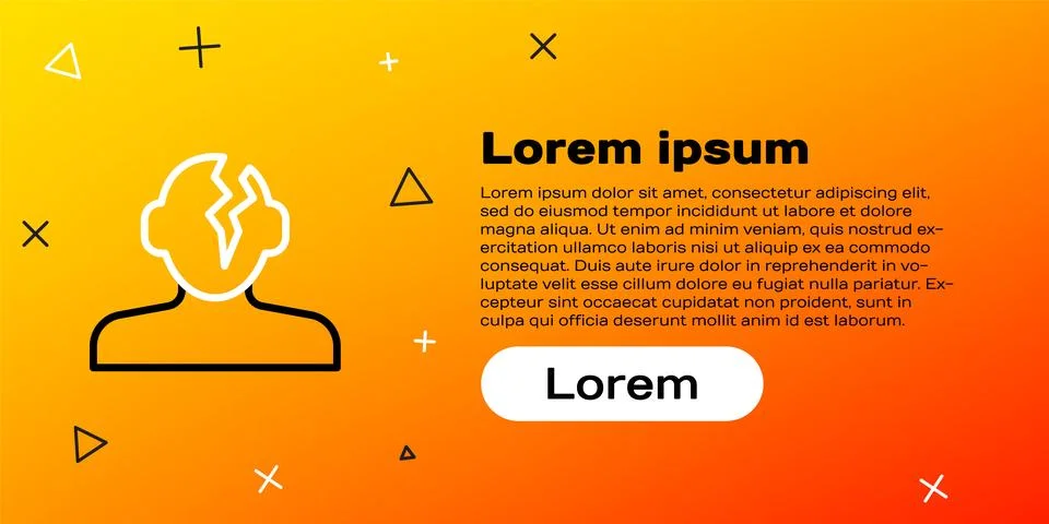Line Solution to the problem in psychology icon isolated on yellow background Illustrazione stock