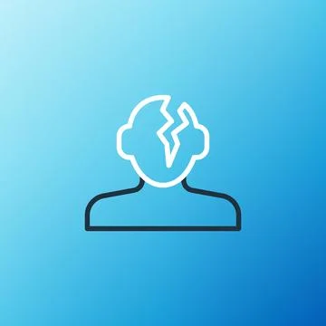 Line Solution to the problem in psychology icon isolated on blue background.. Illustrazione stock