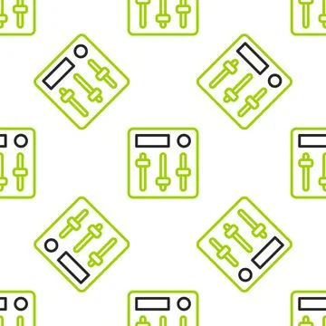 Line Sound mixer controller icon isolated seamless pattern on white background Stock Illustration