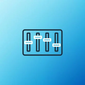 Line Sound mixer controller icon isolated on blue background. Dj equipment Stock Illustration