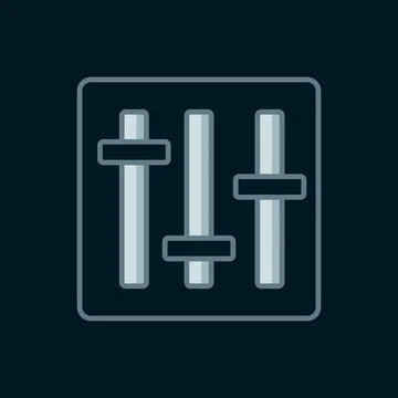 Line Sound mixer controller icon isolated on black background. Dj equipment.. Stock Illustration