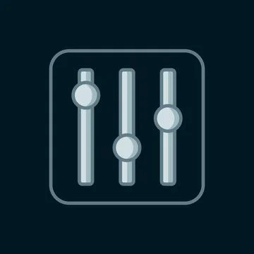 Line Sound mixer controller icon isolated on black background. Dj equipment.. Stock Illustration