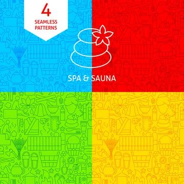 Line Spa Sauna Patterns Stock Illustration