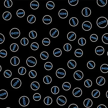 Line Speech bubble and Exclamation icon isolated seamless pattern on black ba Illustrazione stock