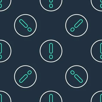 Line Speech bubble and Exclamation icon isolated seamless pattern on black .. Illustrazione stock