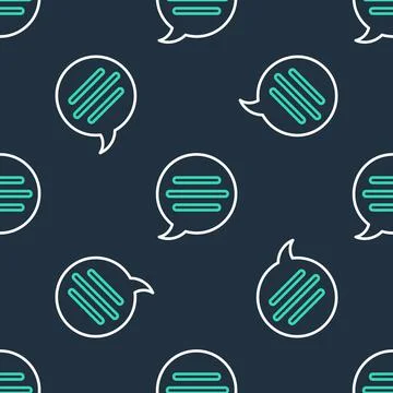 Line Speech bubble chat icon isolated seamless pattern on black background Stock Illustration