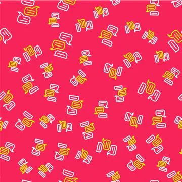 Line Speech bubble chat icon isolated seamless pattern on red background Stock Illustration