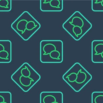 Line Speech bubble chat icon isolated seamless pattern on blue background 스톡 일러스트