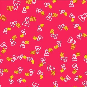 Line Speech bubble chat icon isolated seamless pattern on red background 스톡 일러스트
