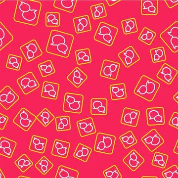 Line Speech bubble chat icon isolated seamless pattern on red background Stock Illustration