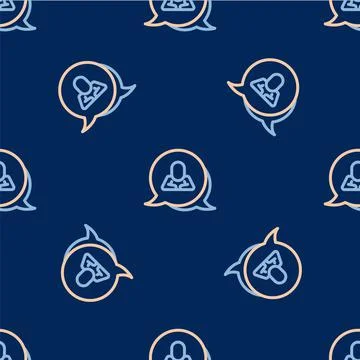 Line Speech bubble chat icon isolated seamless pattern on blue background Stock Illustration