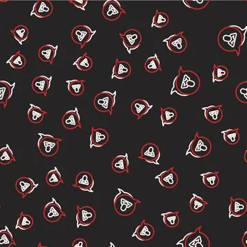 Line Speech bubble chat icon isolated seamless pattern on black background Illustrazione stock