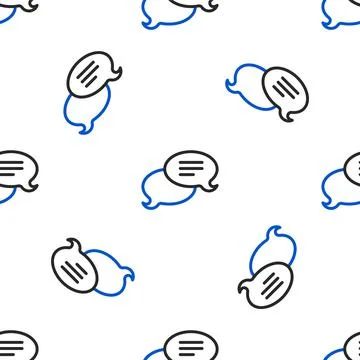 Line Speech bubble chat icon isolated seamless pattern on white background Stock Illustration