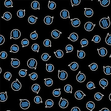 Line Speech bubble chat icon isolated seamless pattern on black background Stock Illustration
