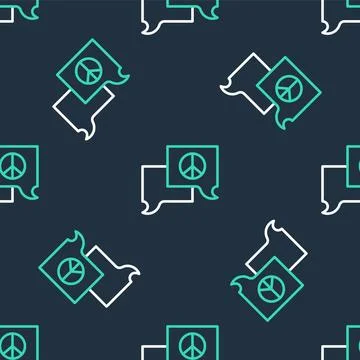 Line Speech bubble chat icon isolated seamless pattern on black background Stock Illustration