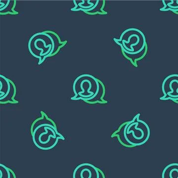 Line Speech bubble chat icon isolated seamless pattern on blue background. .. Stock Illustration