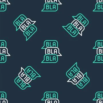 Line Speech bubble chat icon isolated seamless pattern on black background... Stockillustratie
