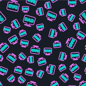 Line Speech bubble dad icon isolated seamless pattern on black background. Ha Stock Illustration