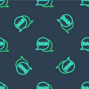 Line Speech bubble dad icon isolated seamless pattern on blue background. Happy Stock Illustration