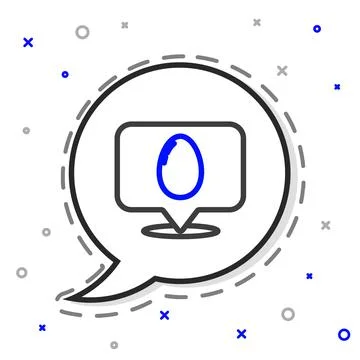 Line Speech bubble with easter egg icon isolated on white background. Happy Stock Illustration