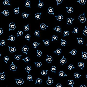 Line Speech bubble with phone call icon isolated seamless pattern on black Stock Illustration