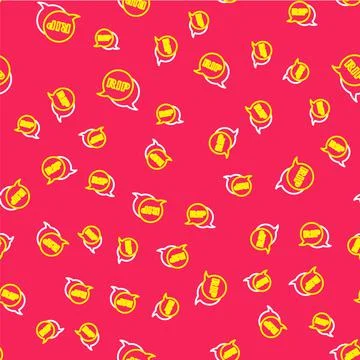 Line Speech bubble rip death icon isolated seamless pattern on red background Stock Illustration