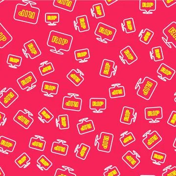 Line Speech bubble rip death icon isolated seamless pattern on red background Stock Illustration